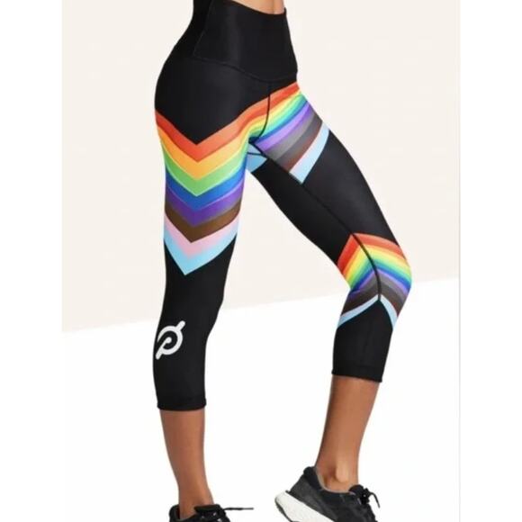 WITH x PELOTON Pride Leggings Capri Cropped Reversible Gray Black Rainbow EST S - Picture 3 of 9